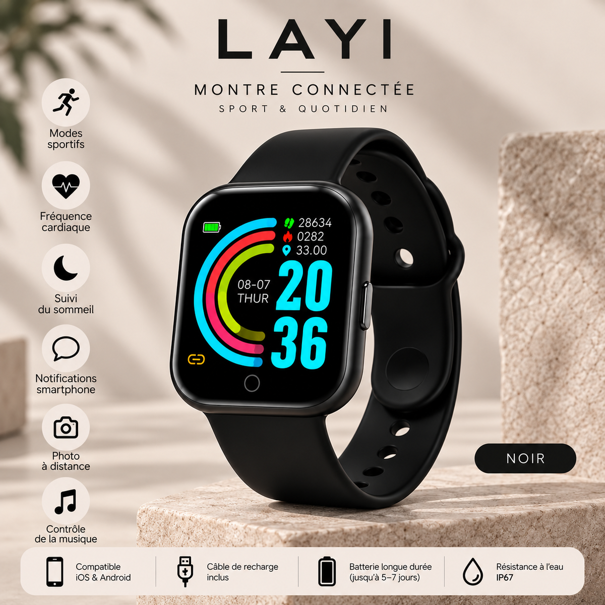 Montre Connectée Layi – Sport & Quotidien