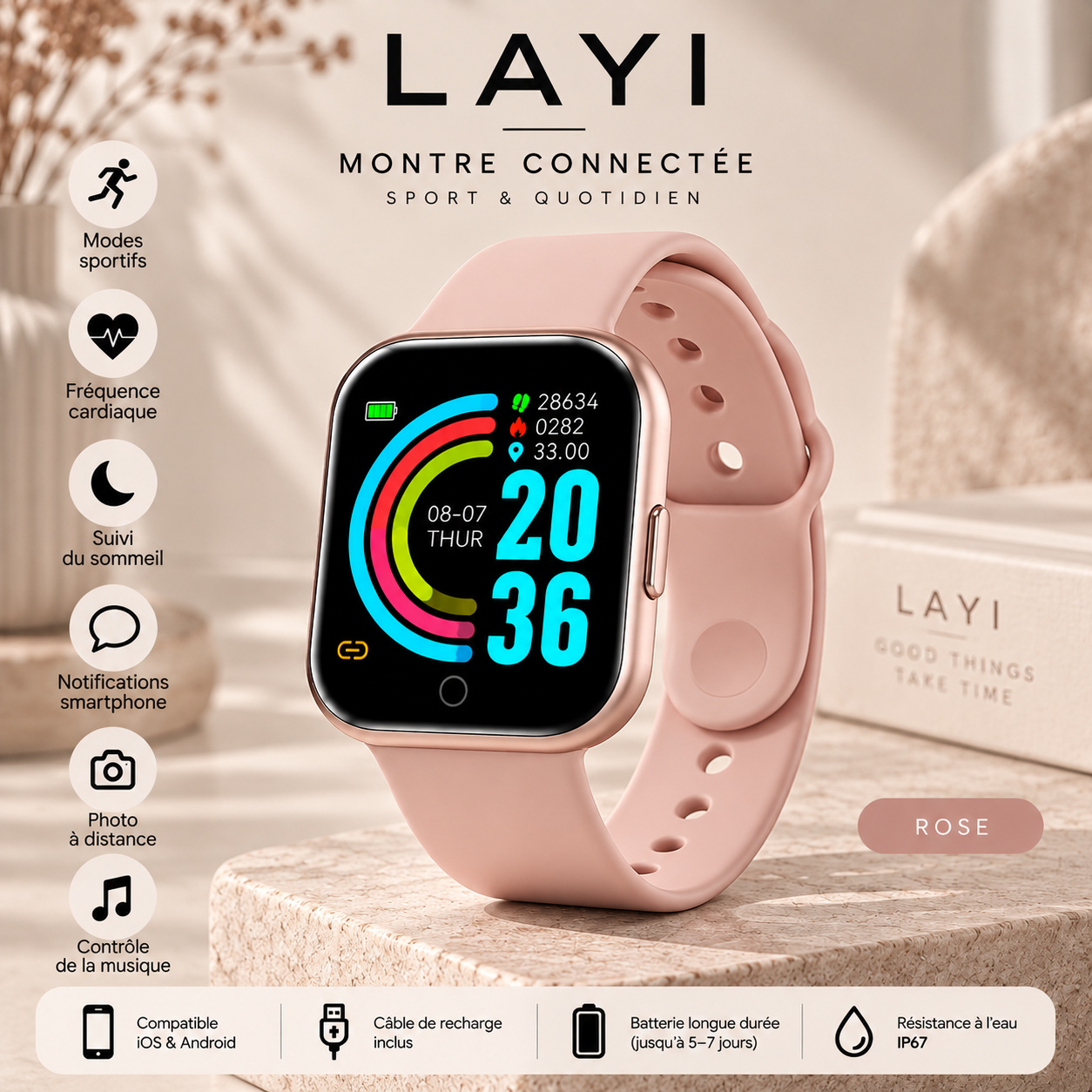 Montre Connectée Layi – Sport & Quotidien