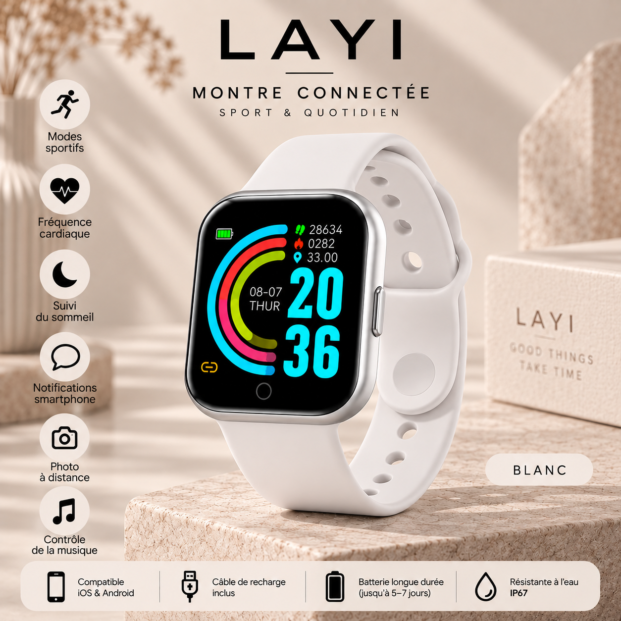 Montre Connectée Layi – Sport & Quotidien